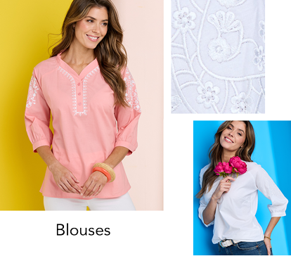 Three Quarter Sleeve Embroidered Blouse